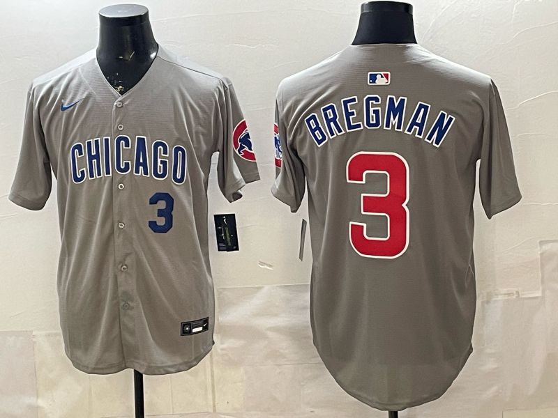 Men 2026 Chicago Cubs #3 Bregman Grey Game Nike MLB Jersey style 003